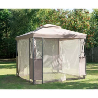 B&M Luxury Steel Framed Gazebo 2.5m - Taupe - Image 2