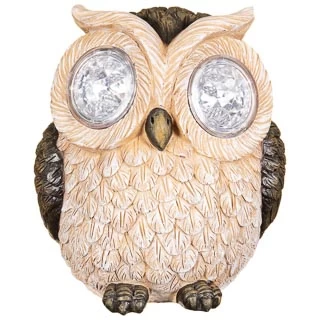 B&M Solar Resin Owl With Crystal Eyes - Brown - Image 2