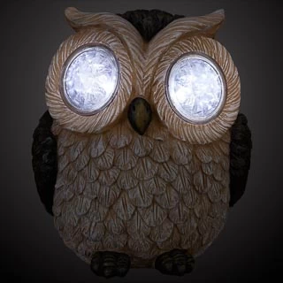 B&M Solar Resin Owl With Crystal Eyes - Brown - Image 3