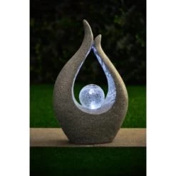 Garden Sculpture With Solar Crackle Ball