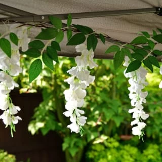 Solar Powered 180cm Artificial Leaf Garland With Wisteria Flowers - Warm White - Image 4