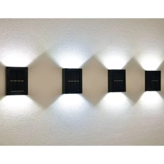 Solar Powered Up/Down Wall Light - White LED 4pk