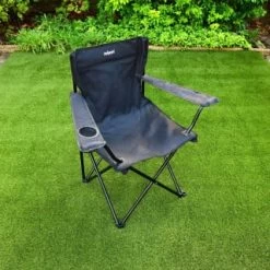 Folding Camping Chair With Cup Holder - Black