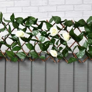 Expanding Artificial Rose & Leaf Trellis 180 X 30cm - Image 2