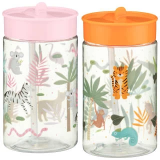 B&M Little Safari Kids Cup With Straw Lid - Orange - Image 3