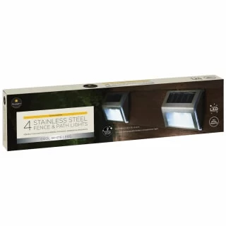 Solar Powered Stainless Steel Fence Lights 4pk - Image 3