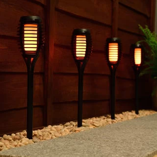 Morocco Solar Powered Flame Effect Post Lights 4pk