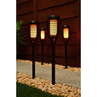 Morocco Solar Powered Flame Effect Post Lights 4pk - Image 2