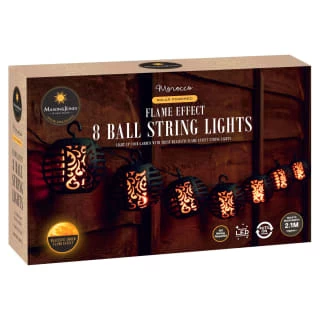 Morocco Solar Powered String Lights 8pk - Flame Effect - Image 2