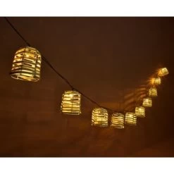 B&M 10 Solar Rattan Effect String Lights