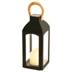Solar Powered Wooden Effect Handle Lantern