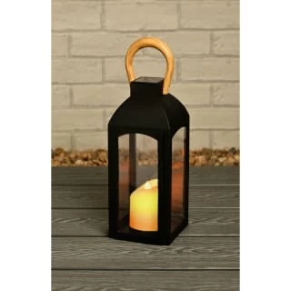Solar Powered Wooden Effect Handle Lantern - Image 2