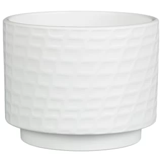 B&M White Ceramic Planter With Base Plate - Image 3