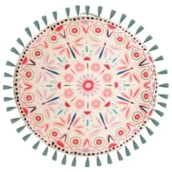 B&M Large Round Shower Resistant Cushion With Tassels 59 X 10cm - Multicolour