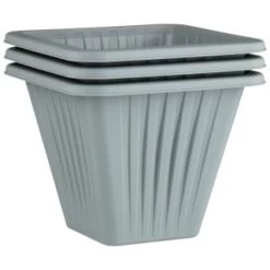 Square Planter 3pk - Grey