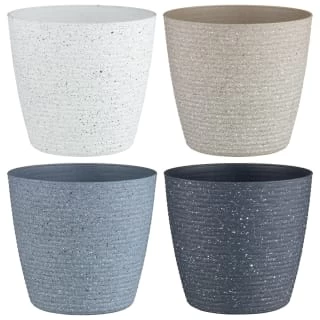 B&M Ribbed Speckled Plastic Planter - Light Grey - Image 2